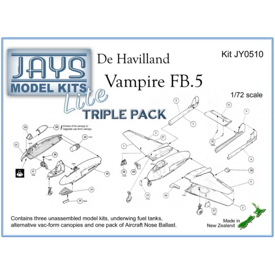 1/72 de Havilland Vampire FB.5 (Lite) Triple Pack