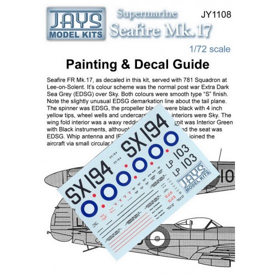 1/72 Seafire Mk.17 Decals for SX194 Serving w/Royal Navy 781 Sqn