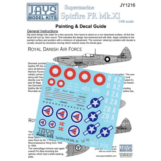 1/48 Spitfire Mk.XI (Royal Danish, Norwegian & Eight AF markings) Decals