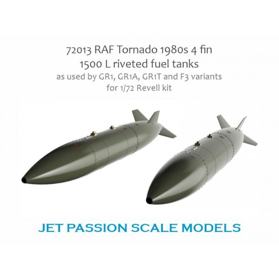 1/72 RAF Tornado 1980S 4 Fin 1500 L Riveted Tanks for Revell kits