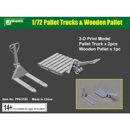 1/72 Pallet Trucks (2pcs) & Wooden Pallet