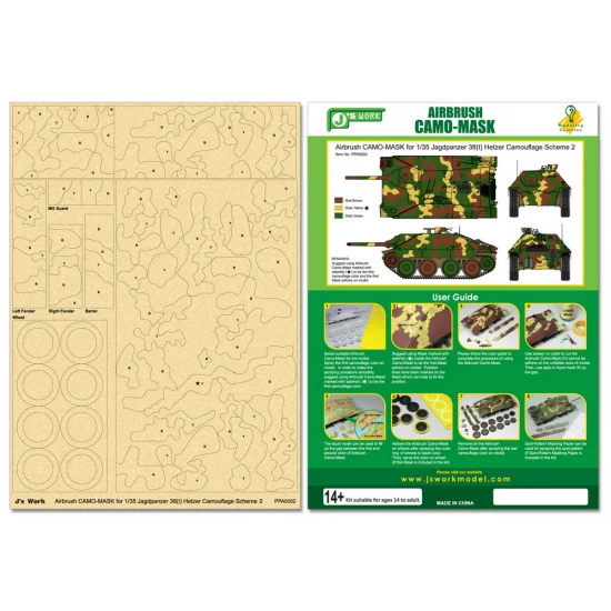 Airbrush Camo-Mask for 1/35 Jagdpanzer 38(t) Hetzer Camouflage Scheme 2