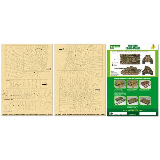 Airbrush Camo-Mask for 1/35 King Tiger (Porsche Turret) Camouflage Scheme 1