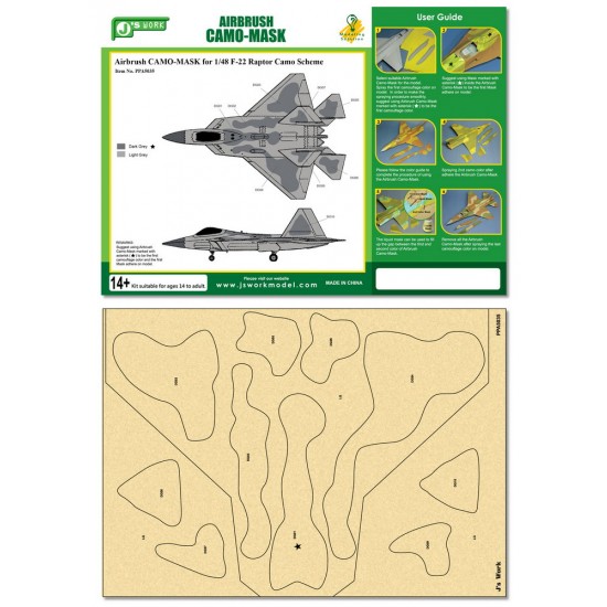 Airbrush Camo-Mask for 1/48 F-22 Raptor Camouflage Scheme