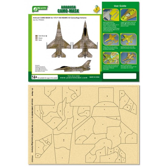 Airbrush Camo-Mask for 1/72 F-16A NSAWC 53 Camouflage Scheme