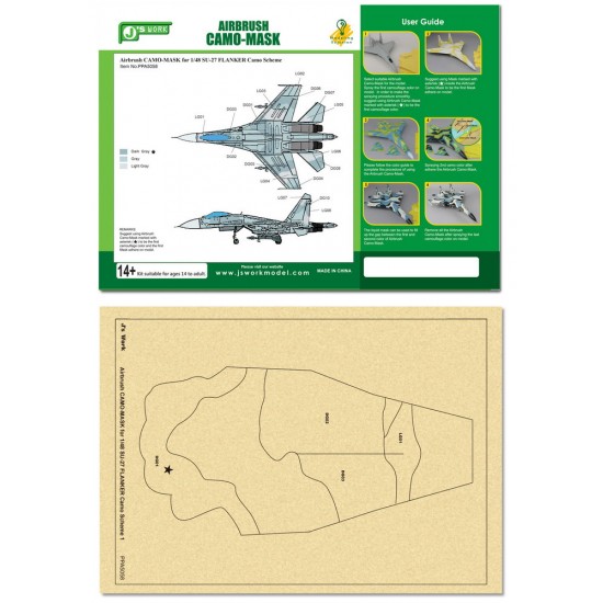 Airbrush Camo-Mask for 1/48 SU-27 FLANKER Camo 1