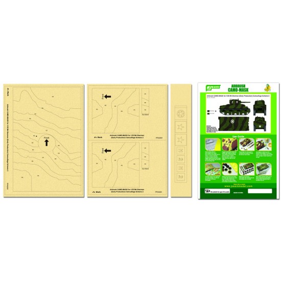 Airbrush Camo-Mask for 1/35 M4 Sherman (Early Production) Camouflage Scheme 2