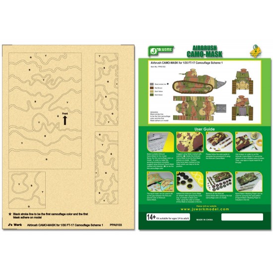 Airbrush Camo-Mask for 1/35 FT-17 Camouflage Scheme 1