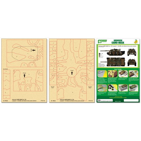 Airbrush Camo-Mask for 1/35 Leopard 1 A4 (GR), the Hellenic Army Camo Scheme