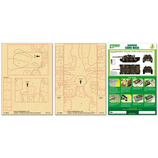 Airbrush Camo-Mask for 1/35 Leopard 1 A4 (GR), the Hellenic Army Camo Scheme