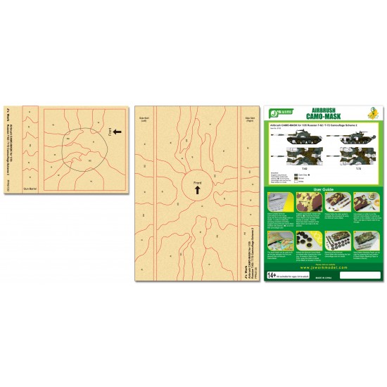 Airbrush Camo-Mask for 1/35 Russian T-62 / T-72 Camouflage Scheme 2