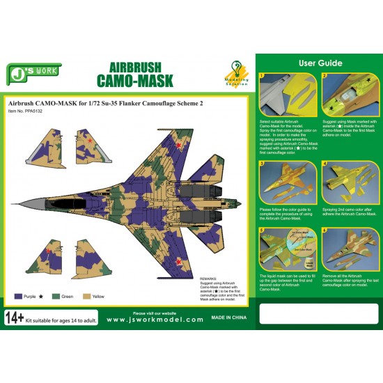 Airbrush Camo-Mask for 1/72 Sukhoi Su-35 Flanker Camouflage Scheme 2