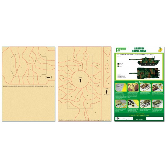 Airbrush Camo-Mask for 1/35 French Leclerc MBT Camouflage Scheme