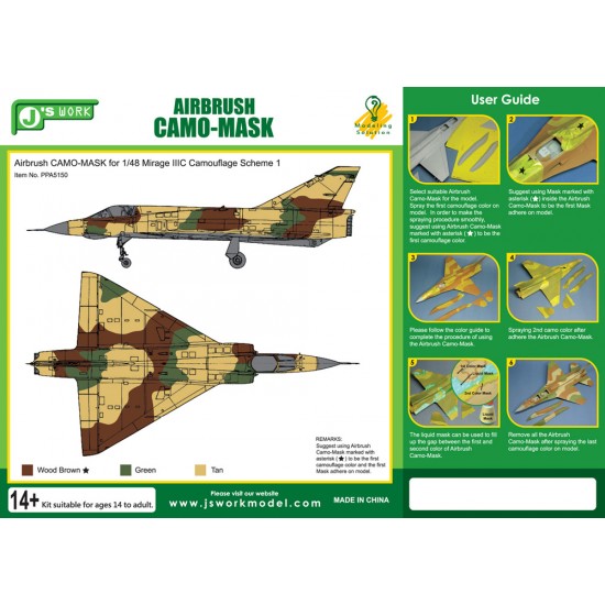 Airbrush Camo-Mask for 1/48 Dassault Mirage IIIC Camouflage Scheme 1