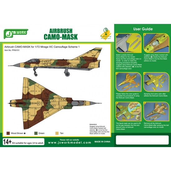 Airbrush Camo-Mask for 1/72 Dassault Mirage IIIC Camouflage Scheme 1