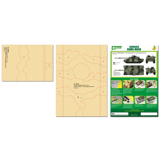 Airbrush Camo-Mask for 1/35 British Main Battle Tank Chieftain Mk.11 Camouflage Scheme 2