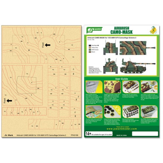 Airbrush Camo-Mask for 1/35 AMX13/75 Camouflage Scheme 2