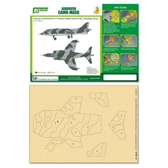 Airbrush Camo-Mask for 1/72 Hawker Siddeley Harrier GR.1 Camouflage Scheme
