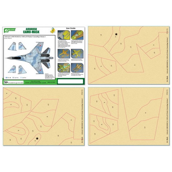 Airbrush CAMO-MASK for 1/48 SU-35 Flanker Camouflage Scheme Vol.1