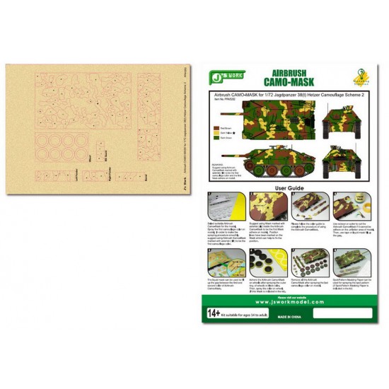 Airbrush Camo-Mask for 1/72 Jagdpanzer 38t Hetzer Camouflage Scheme