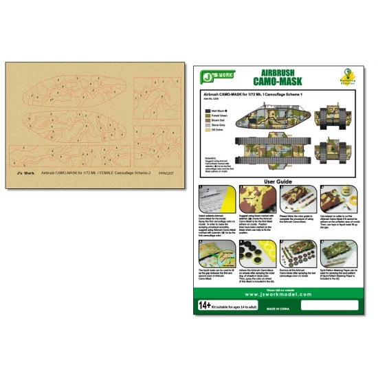 Airbrush CAMO-MASK for 1/72 Mk. I Camouflage Scheme Vol. 1