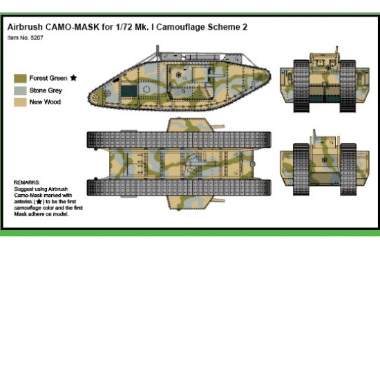 Airbrush CAMO-MASK for 1/72 Mk. I Camouflage Scheme Vol. 2