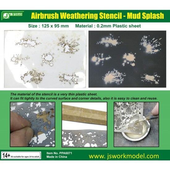 Airbrush Weathering Stencil - Mud Splash (125mm x 95mm)
