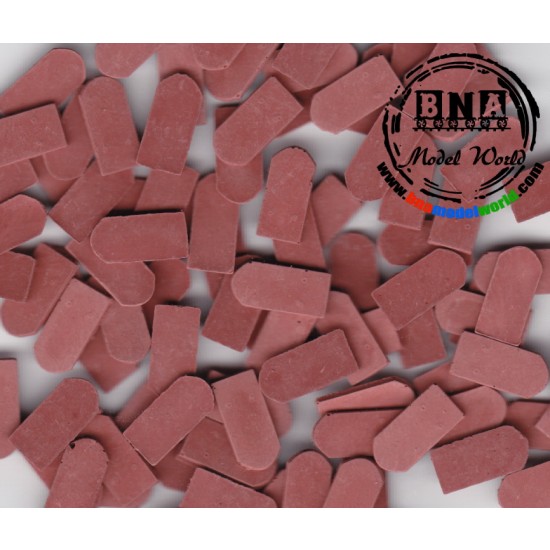 1/35, 1/32 Roof Tiles Flat Bricks Round Style - Dark Brick-Red (Ceramic) 500pcs