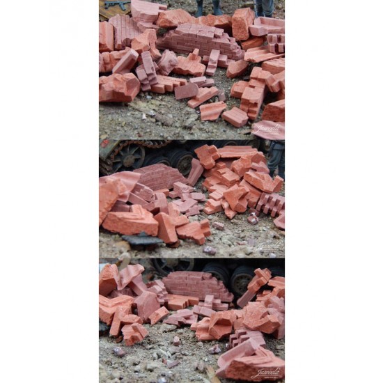 1/35, 1/32 Bricks Ruins/Debris - Red (Ceramic) app. 200g