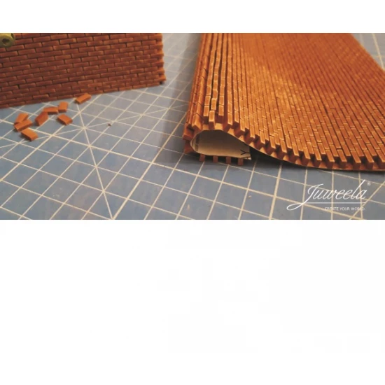 1/32, 1/35 Flexyway Single, Solid Red Dark Bricks (1500 bricks, wall: 23.5 x 13.8 cm)