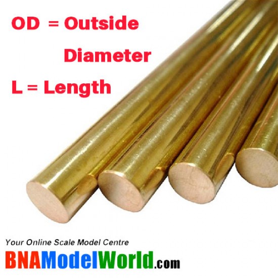Round Brass Rod - OD: 0.51mm, L: 304.8mm (5pcs)