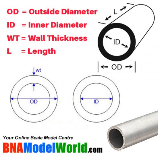 Heavy Wall Round Aluminum Tube - OD: 9mm, L: 300mm, WT: 0.89mm