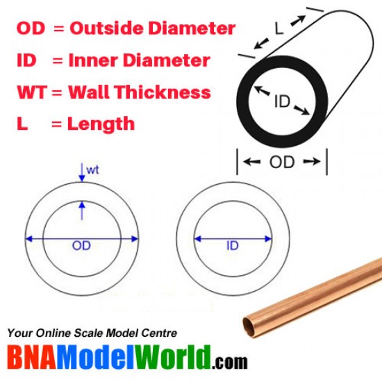 Round Copper Tube - OD: 4mm, L: 300mm, WT: 0.36mm (3pcs)