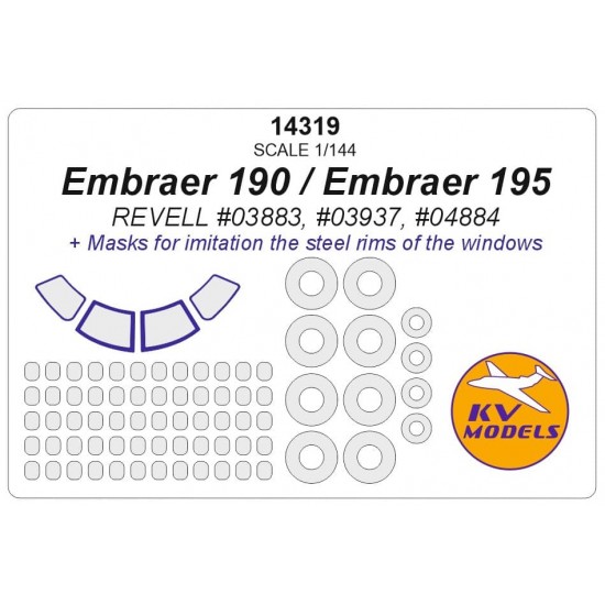 195 Mask 1/144 Embraer 190 / 195 Masks for Revell #03937, #03883, #04884 KV ...