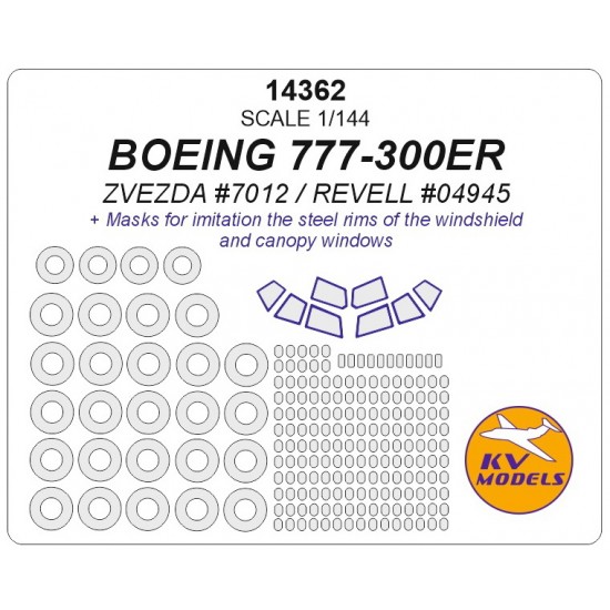1/144 Boeing 777-300ER Masks for Zvezda #7012 / Revell #04945