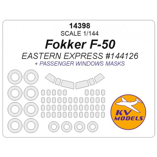 1/144 Fokker F-50 Passenger Windows and Wheels Masks for Eastern Express 144126
