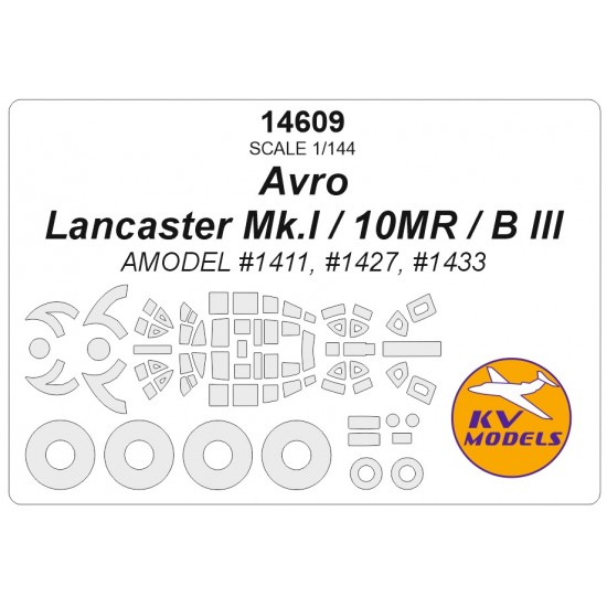 1/144 Avro Lancaster Mk.I/10MR/B III Masking w/Wheels Mask for A-Model 1411/1427/1433