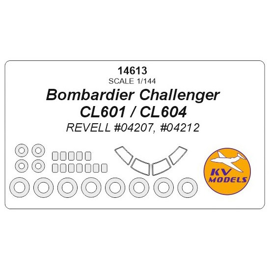 1/144 Bombardier Challenger CL601 / CL604 Masks for Revell #04207, #04212 w/Wheels Masks