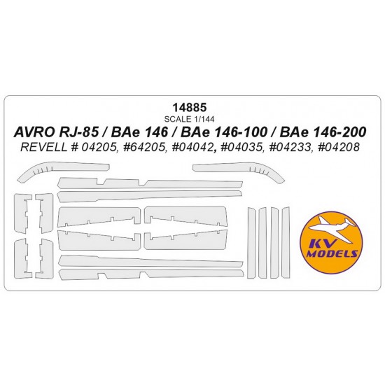 1/144 Avro RJ-85/Bae 146/146-100/146-200 Masking for Revell # 04205/64205/04042/04035