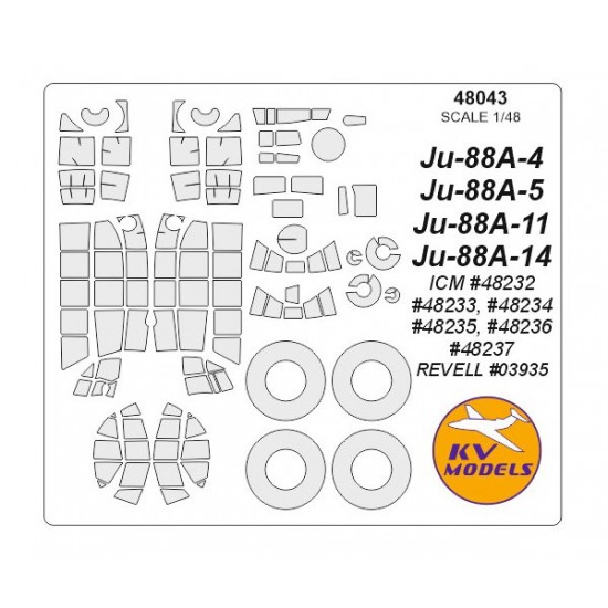 1/48 Ju-88A-4/A-5/A-11/A-14 Masking for ICM #48232-48237/Revell #03935