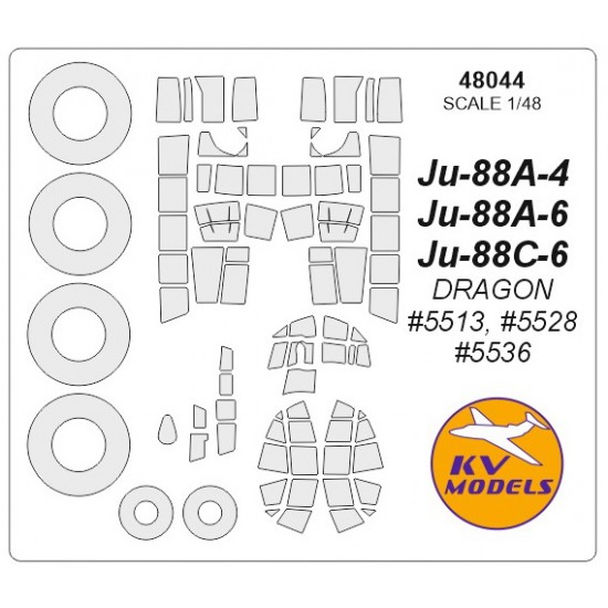 1/48 Ju-88A-4/A-6/C-6 Masking for Dragon #5513, #5528, #5536