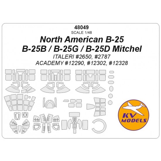 1/48 North American B-25/B/G/D Mitchell Paint Mask for Italeri #2650/2787 / Academy #12290/12302/12328