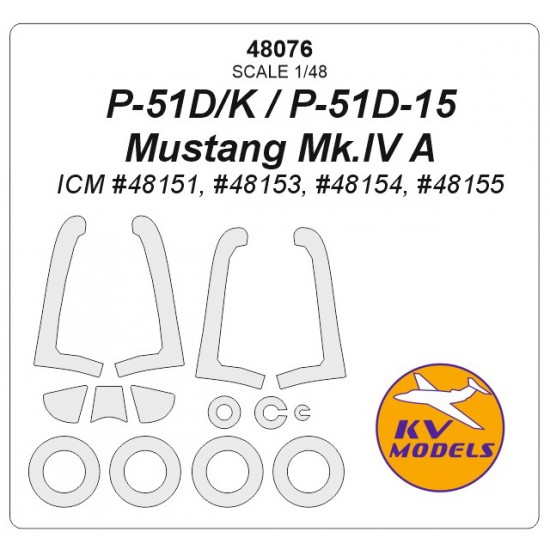 1/48 P-51D / P-51K / P-51D-15 / P-51K / Mustang Mk.IV A Masks for ICM w/Wheels Masks