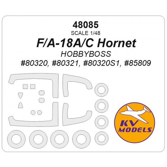 1/48 F/A-18A/C Hornet Masks for Hobby Boss (canopies and wheels)