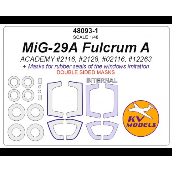 1/48 Mikoyan MiG-29A Fulcrum A Double Sided Masking for Academy #2116/2128/02116/12263