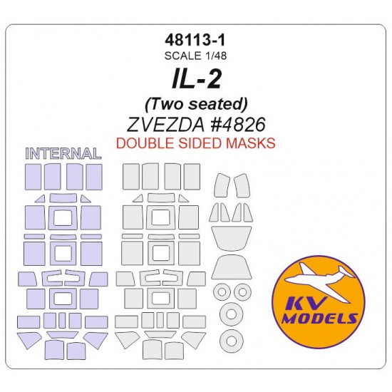 1/48 IL-2 Two Seated version Masks for Zvezda #4826 (Double sided)