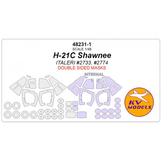 1/48 H-21C Shawnee Double-sided Paint Masks for Italeri #2733 #2774