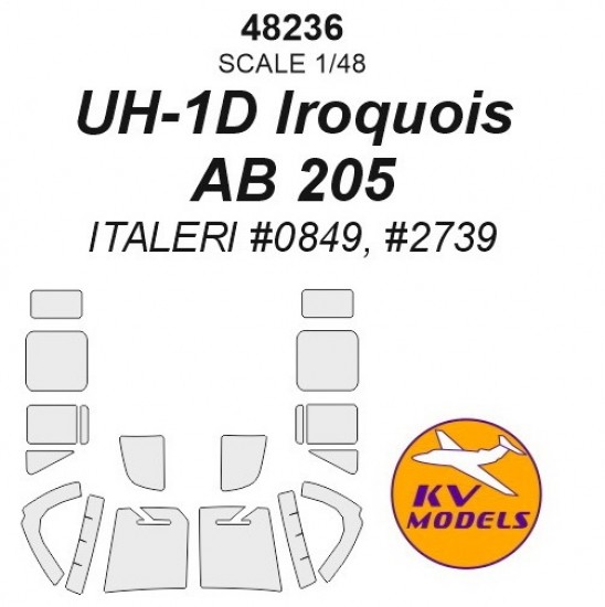 1/48 UH-1D Iroquois / AB 205 Paint Masking for Italeri #0849, #2739