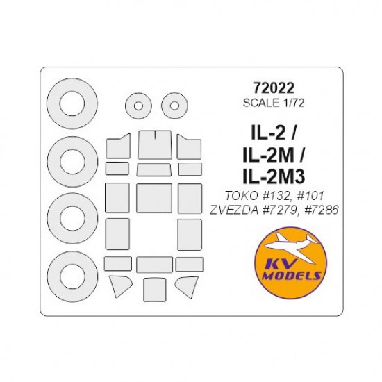 1/72 IL-2/IL-2M/IL-2M3 Masking for TOKO #132, #101/Zvezda #7279, #7286