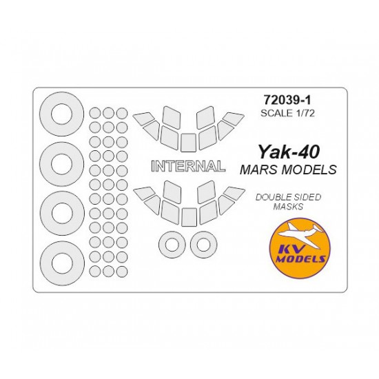1/72 Yak-40 Double sided Masking w/Wheels Masks for Mars Models